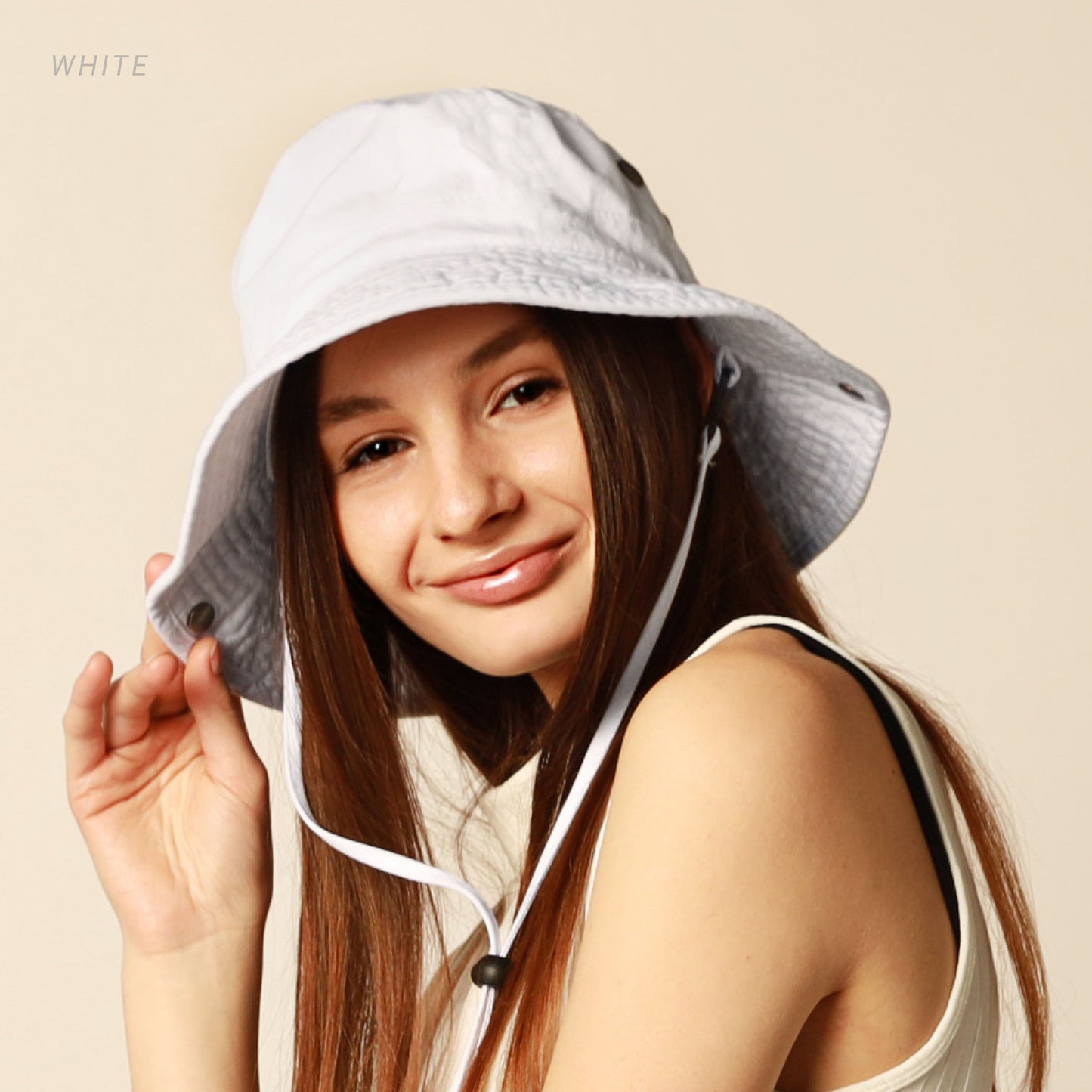 Wide Brim Washed Cotton String Bucket Hat