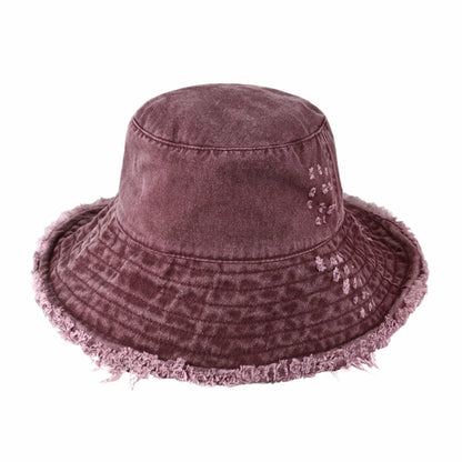 Floppy Wide Brim Frayed Bucket Hat