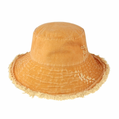 Floppy Wide Brim Frayed Bucket Hat