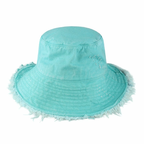 Floppy Wide Brim Frayed Bucket Hat