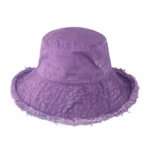 Floppy Wide Brim Frayed Bucket Hat