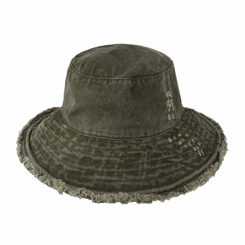 Floppy Wide Brim Frayed Bucket Hat