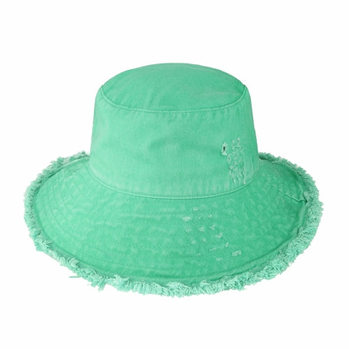 Floppy Wide Brim Frayed Bucket Hat