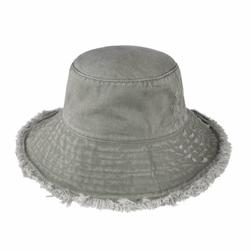 Floppy Wide Brim Frayed Bucket Hat