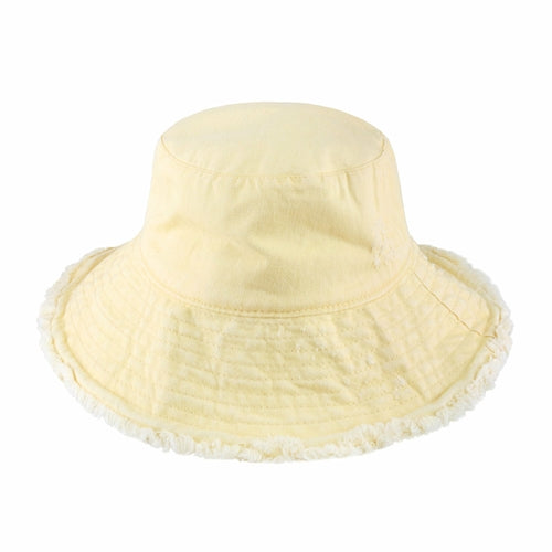 Floppy Wide Brim Frayed Bucket Hat