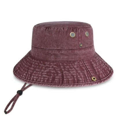 Wide Brim Washed Cotton String Bucket Hat