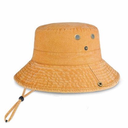 Wide Brim Washed Cotton String Bucket Hat