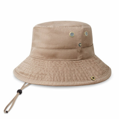 Wide Brim Washed Cotton String Bucket Hat