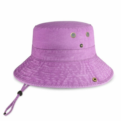 Wide Brim Washed Cotton String Bucket Hat