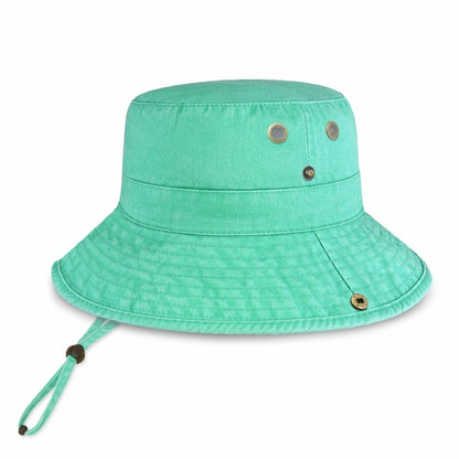 Wide Brim Washed Cotton String Bucket Hat