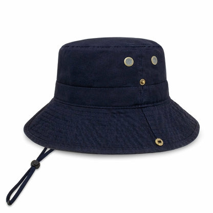 Wide Brim Washed Cotton String Bucket Hat