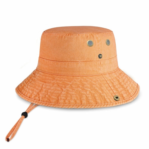 Wide Brim Washed Cotton String Bucket Hat