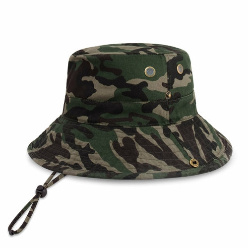 Wide Brim Washed Cotton String Bucket Hat