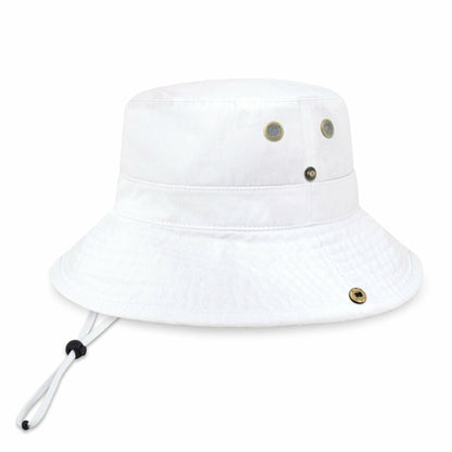 Wide Brim Washed Cotton String Bucket Hat