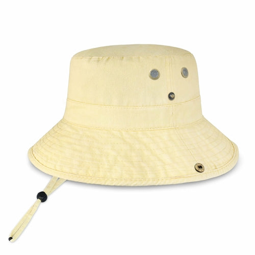 Wide Brim Washed Cotton String Bucket Hat