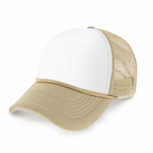 Two Tone Foam Mesh Trucker Cap with Rope