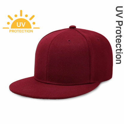 Flat Brim Plain Snapback Cap