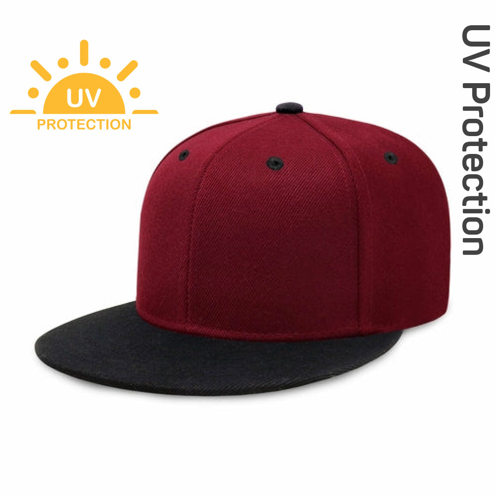 Flat Brim Two-Tone Plain Snapback Cap