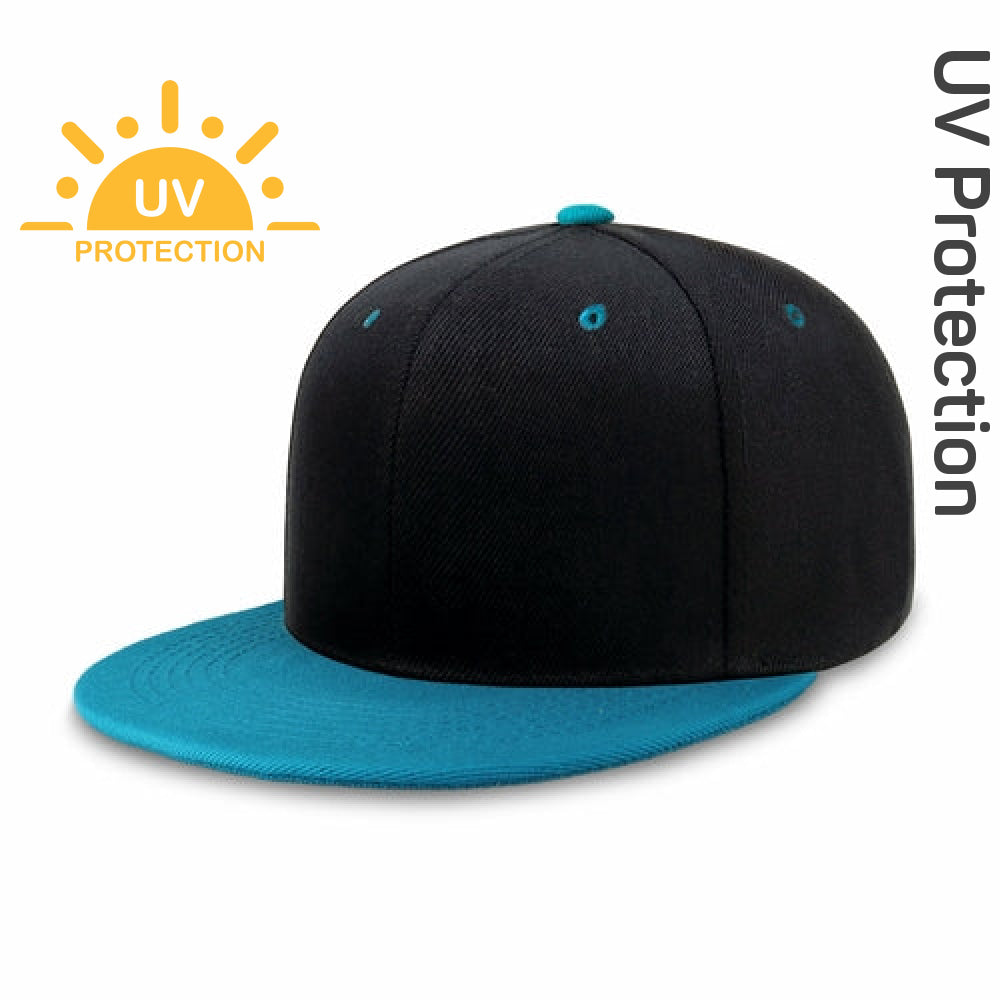 Flat Brim Two-Tone Plain Snapback Cap