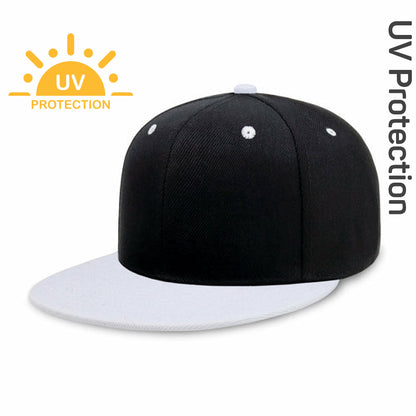 Flat Brim Two-Tone Plain Snapback Cap