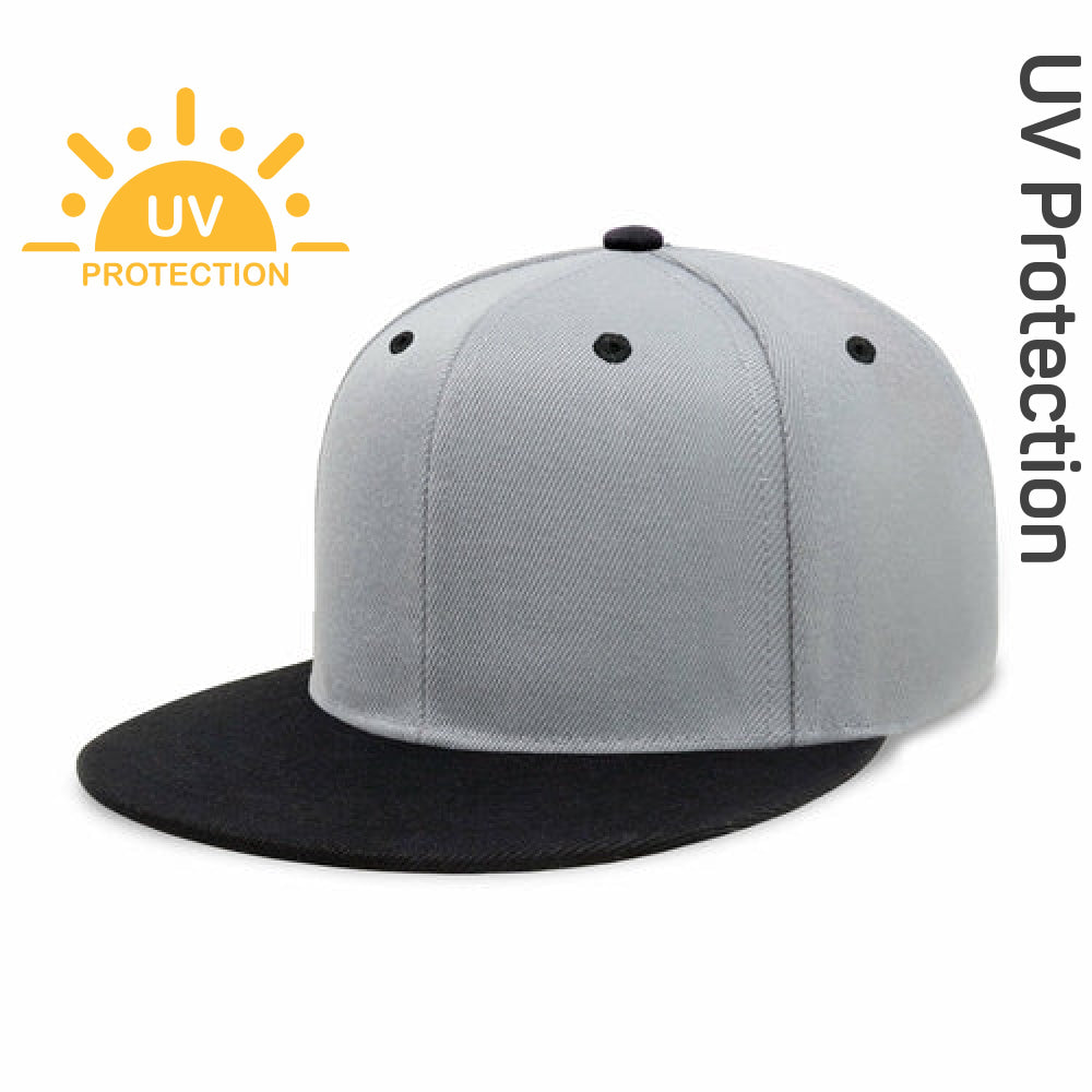 Flat Brim Two-Tone Plain Snapback Cap