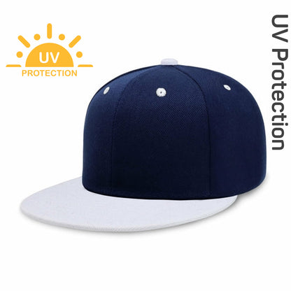 Flat Brim Two-Tone Plain Snapback Cap