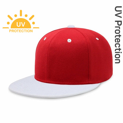 Flat Brim Two-Tone Plain Snapback Cap