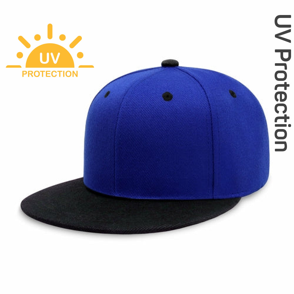 Flat Brim Two-Tone Plain Snapback Cap