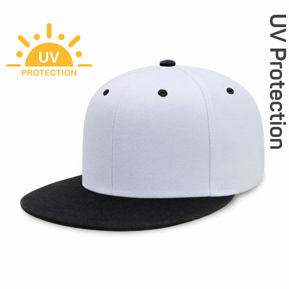 Flat Brim Two-Tone Plain Snapback Cap