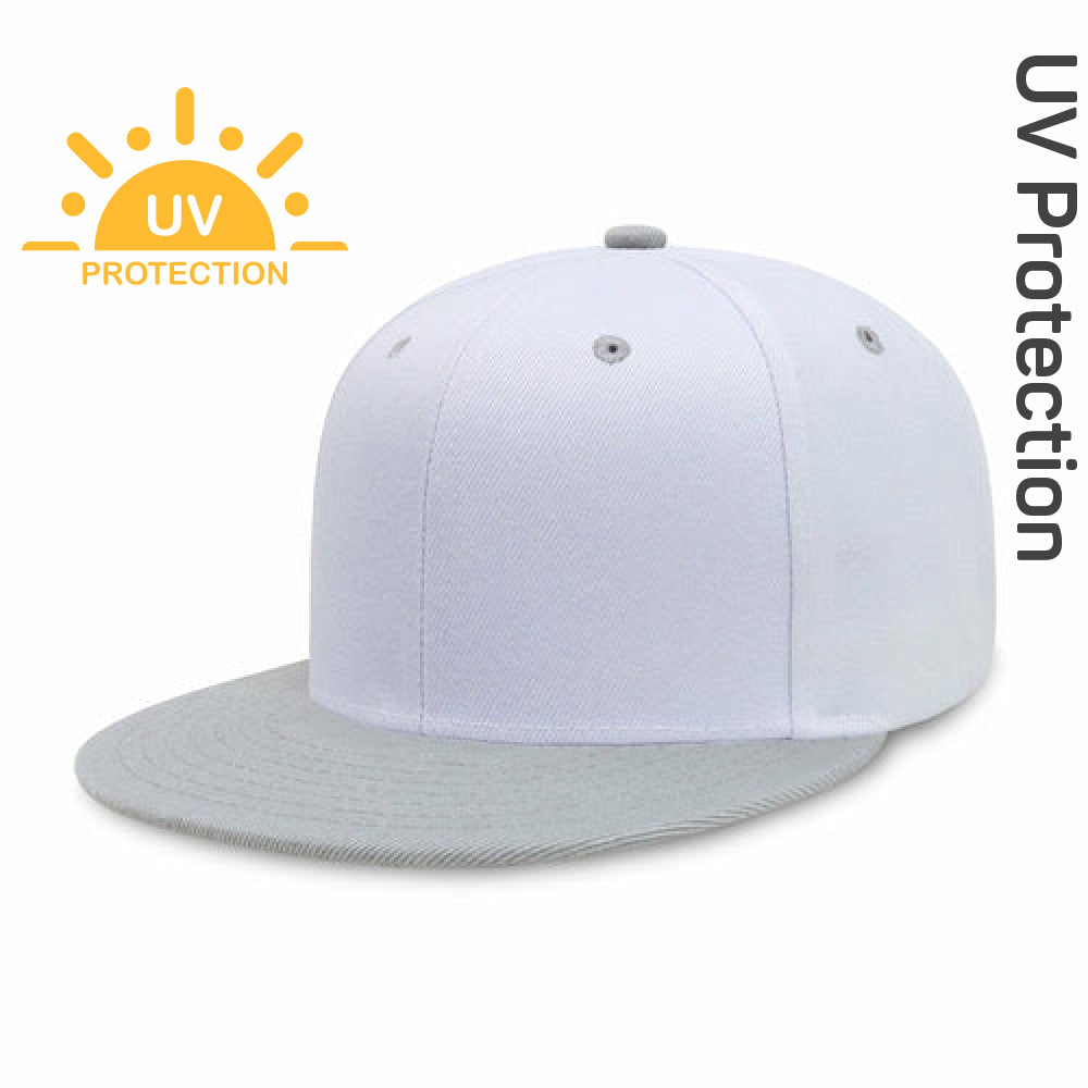 Flat Brim Two-Tone Plain Snapback Cap