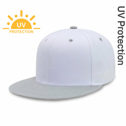 Flat Brim Two-Tone Plain Snapback Cap