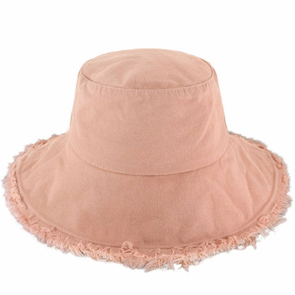 Floppy Wide Brim Frayed Bucket Hat