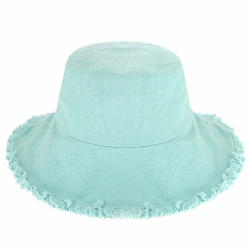 Floppy Wide Brim Frayed Bucket Hat