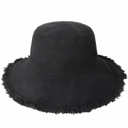 Floppy Wide Brim Frayed Bucket Hat