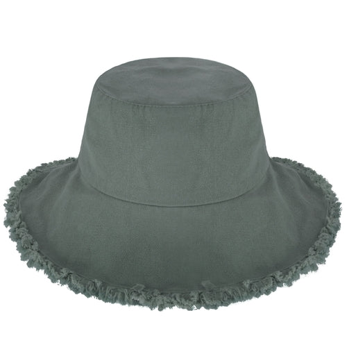 Floppy Wide Brim Frayed Bucket Hat