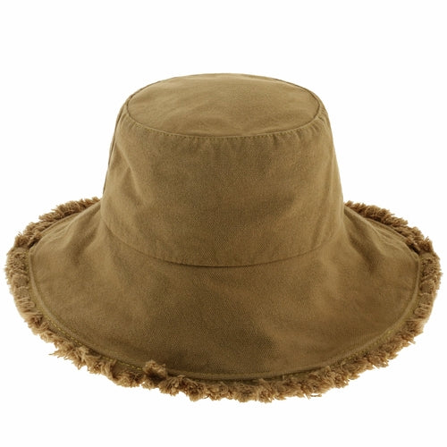 Floppy Wide Brim Frayed Bucket Hat