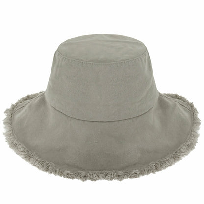 Floppy Wide Brim Frayed Bucket Hat