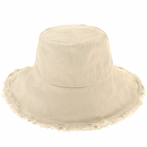 Floppy Wide Brim Frayed Bucket Hat