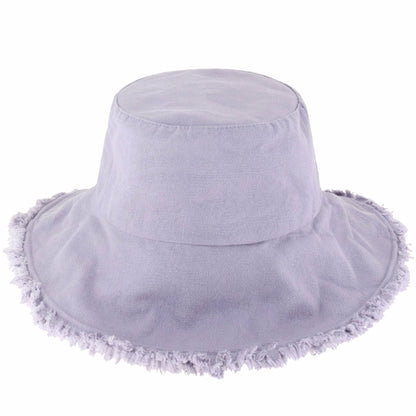 Floppy Wide Brim Frayed Bucket Hat