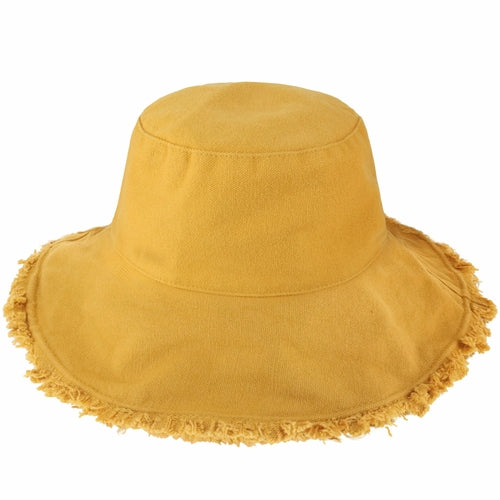 Floppy Wide Brim Frayed Bucket Hat