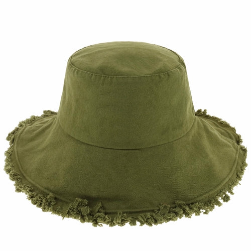 Floppy Wide Brim Frayed Bucket Hat