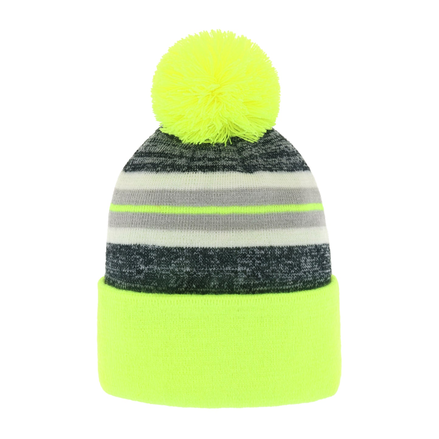 ProvModa Stripe Sport Pom Beanie, a striped knit beanie with a pom top