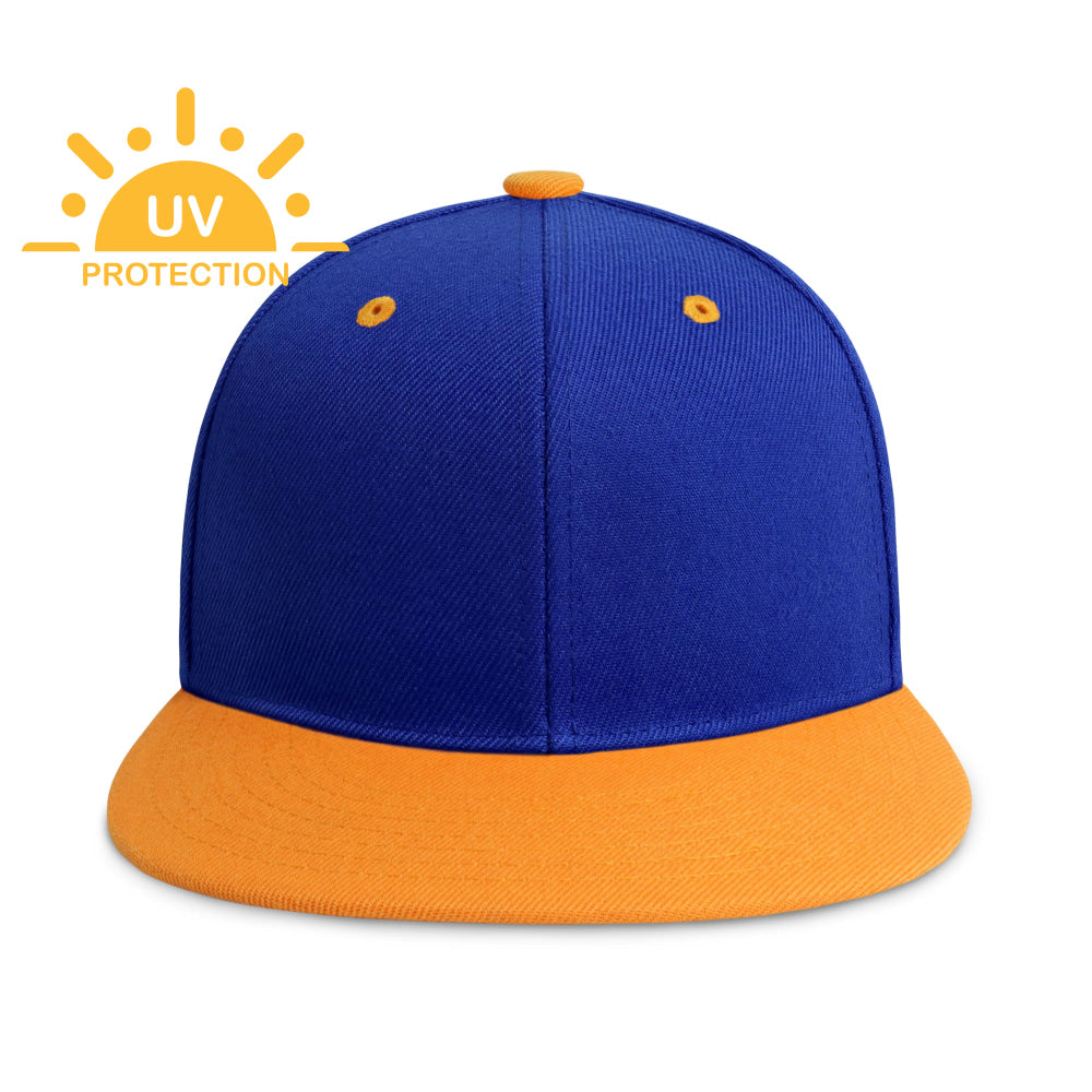 Flat Brim Two-Tone Plain Snapback Cap