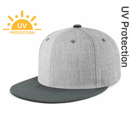 Flat Brim Two-Tone Plain Snapback Cap