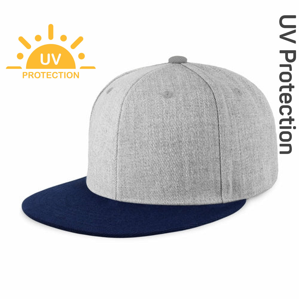 Flat Brim Two-Tone Plain Snapback Cap